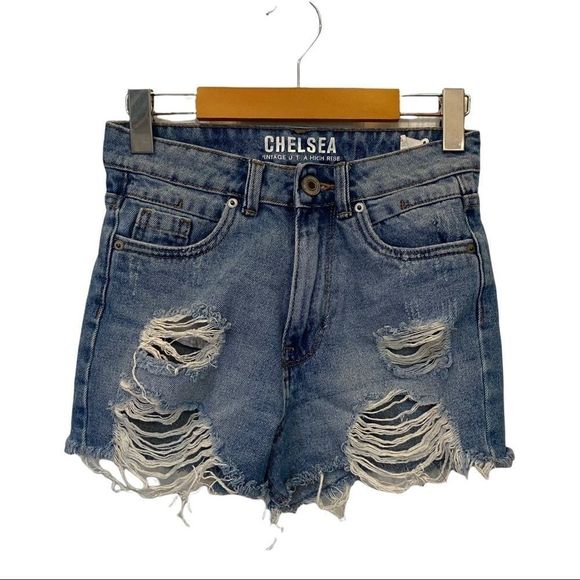 Garage Chelsea denim distressed high waist shorts size 3 - Picture 1 of 9